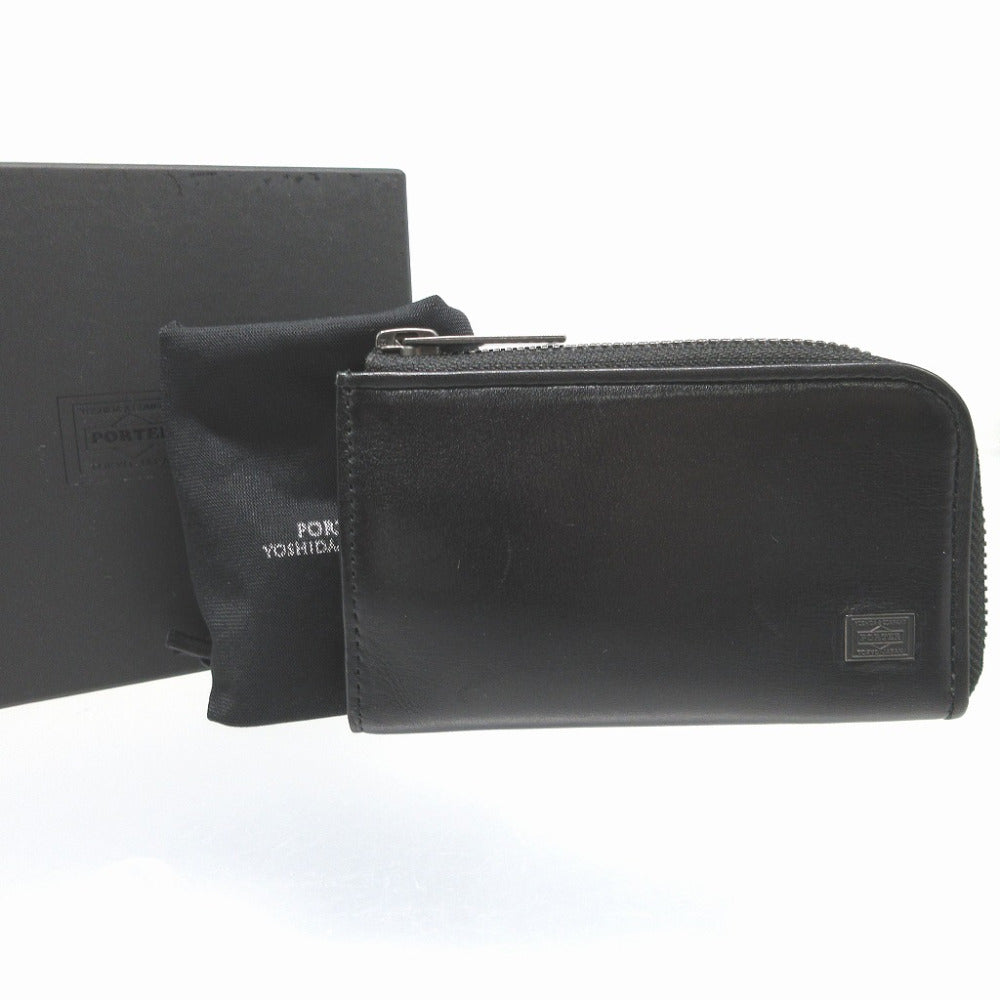 美品 ポーター プリュム L字ファスナー レザー ブラック 黒 4連 キーケース 0793【中古】PORTER