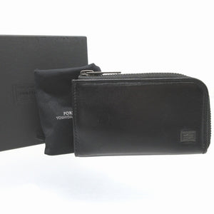 美品 ポーター プリュム L字ファスナー レザー ブラック 黒 4連 キーケース 0793【中古】PORTER