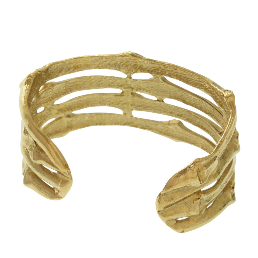 美品 イヴ サンローラン ヴィンテージ メタル ゴールド バングル ブレスレット アクセサリー 0815 【中古】 YVES SAINT LAURENT