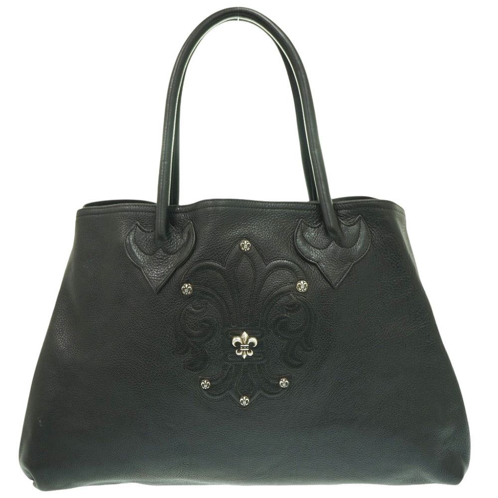 美品 クロムハーツ BSフレア トートバッグ レザー シルバー925 ブラック 黒 0832【中古】CHROME HEARTS