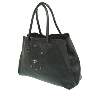 美品 クロムハーツ BSフレア トートバッグ レザー シルバー925 ブラック 黒 0832【中古】CHROME HEARTS