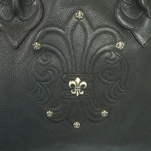 美品 クロムハーツ BSフレア トートバッグ レザー シルバー925 ブラック 黒 0832【中古】CHROME HEARTS