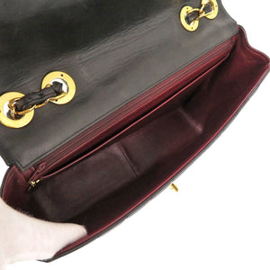 シャネル マドモアゼル デカマトラッセ ココマーク ラムスキン ブラック ショルダーバッグ 黒 0876【中古】CHANEL