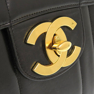 シャネル マドモアゼル デカマトラッセ ココマーク ラムスキン ブラック ショルダーバッグ 黒 0876【中古】CHANEL