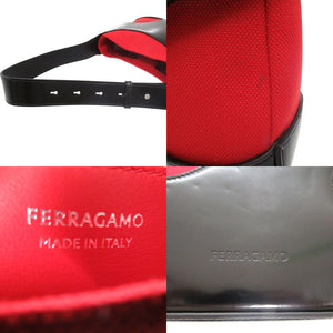 美品 サルヴァトーレフェラガモ カットアウト ショルダーバッグ カーフ ブラック レッド 0924【中古】Salvatore Ferragamo