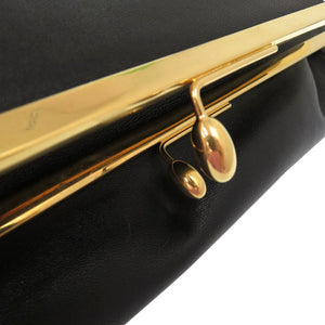 美品 ジルサンダー Goji ゴジー レザーショルダーバッグ がま口 レザー ブラック 黒 0927【中古】JIL SANDER