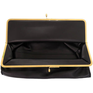 美品 ジルサンダー Goji ゴジー レザーショルダーバッグ がま口 レザー ブラック 黒 0927【中古】JIL SANDER