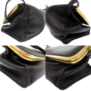 美品 ジルサンダー Goji ゴジー レザーショルダーバッグ がま口 レザー ブラック 黒 0927【中古】JIL SANDER