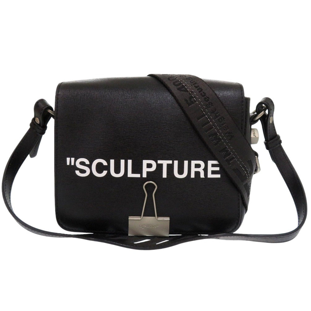 美品 オフホワイト SCULPTURE FLAP 2WAY ショルダーバッグ OWNA011S19423069 レザー ブラック 0928【中古】OFF-WHITE