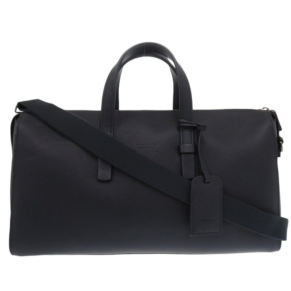 美品 ジョルジオアルマーニ 2way カーフレザー ネイビー ボストンバッグ 紺 0931【中古】GIORGIO ARMANI