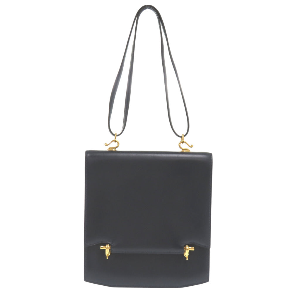 エルメス カマルグ ボックスカーフ ネイビー 〇U刻印 ショルダーバッグ 紺 ヴィンテージ 0985【中古】HERMES
