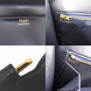 エルメス カマルグ ボックスカーフ ネイビー 〇U刻印 ショルダーバッグ 紺 ヴィンテージ 0985【中古】HERMES