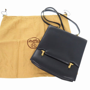 エルメス カマルグ ボックスカーフ ネイビー 〇U刻印 ショルダーバッグ 紺 ヴィンテージ 0985【中古】HERMES