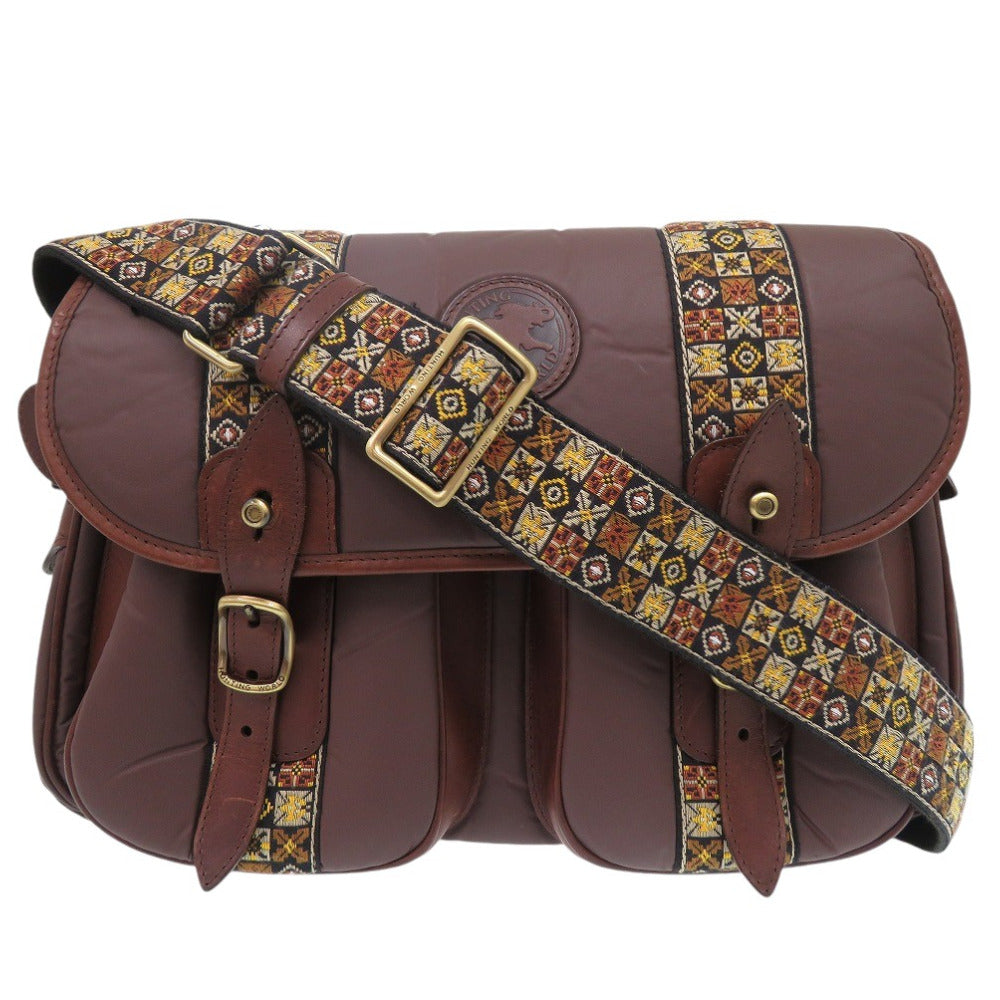 美品 ハンティングワールド ソルジャーコラボ バチュークロス/ナイロン ブラウン ショルダーバッグ 茶 0988【中古】HUNTING WORLD