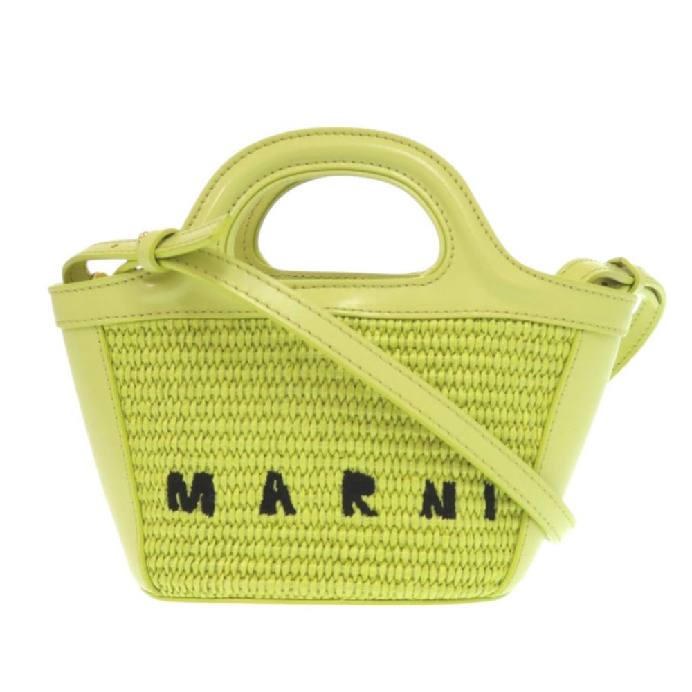 新品同様 マルニ TROPICALIA Micro レザー/コットン ライトグリーン 2wayハンドバッグ 1038【中古】MARNI