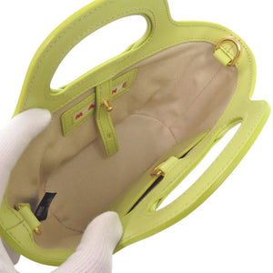 新品同様 マルニ TROPICALIA Micro レザー/コットン ライトグリーン 2wayハンドバッグ 1038【中古】MARNI