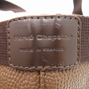 美品 エルベ シャプリエ 707GP リュクス舟型 レザー/キャンバス ブラウン ハンドバッグ 茶 1041【中古】Herve Chapelier