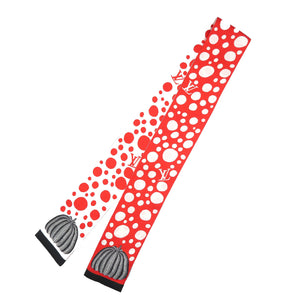 美品 ルイヴィトン LV×YK バンドー・インフィニティドット 草間彌生 シルク レッド ホワイト ブラック スカーフ 1074【中古】LOUIS VUITTON