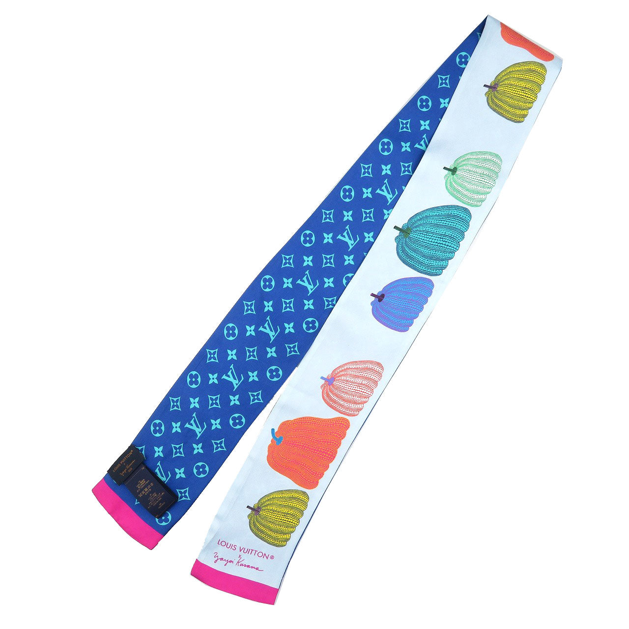 美品 ルイ ヴィトン LV×YK バンドー・パンプキン 草間彌生 M78391 シルク ブルー マルチカラー スカーフ 1074【中古】LOUIS VUITTON