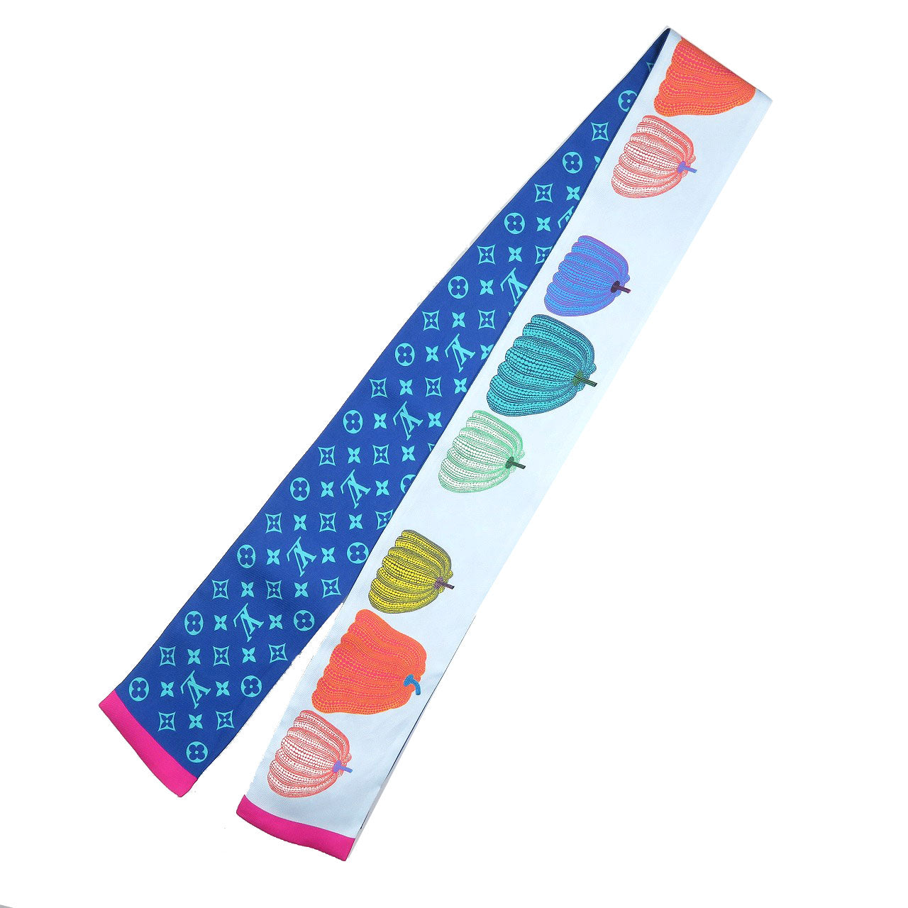 美品 ルイ ヴィトン LV×YK バンドー・パンプキン 草間彌生 M78391 シルク ブルー マルチカラー スカーフ 1074【中古】LOUIS VUITTON