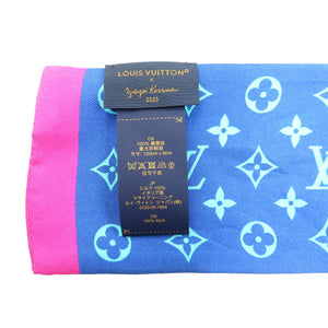 美品 ルイ ヴィトン LV×YK バンドー・パンプキン 草間彌生 M78391 シルク ブルー マルチカラー スカーフ 1074【中古】LOUIS VUITTON