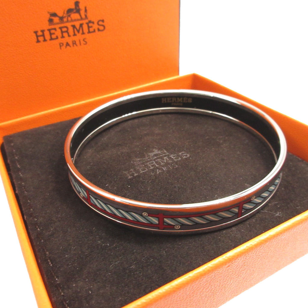 新品同様 エルメス エマイユPM メタル P刻印(2012年製) シルバー 水色 ブレスレット 1097【中古】HERMES