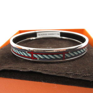 新品同様 エルメス エマイユPM メタル P刻印(2012年製) シルバー 水色 ブレスレット 1097【中古】HERMES