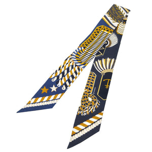 新品同様 エルメス ツイリー Epaulettes de Gala 式典肩章 スカーフ シルク マリン/ゴールド/ブラン 1121【中古】HERMES