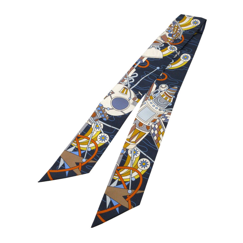 新品同様 エルメス ツイリー オデッセイ スカーフ シルク マリン/ゴールド/シエル 1123【中古】HERMES