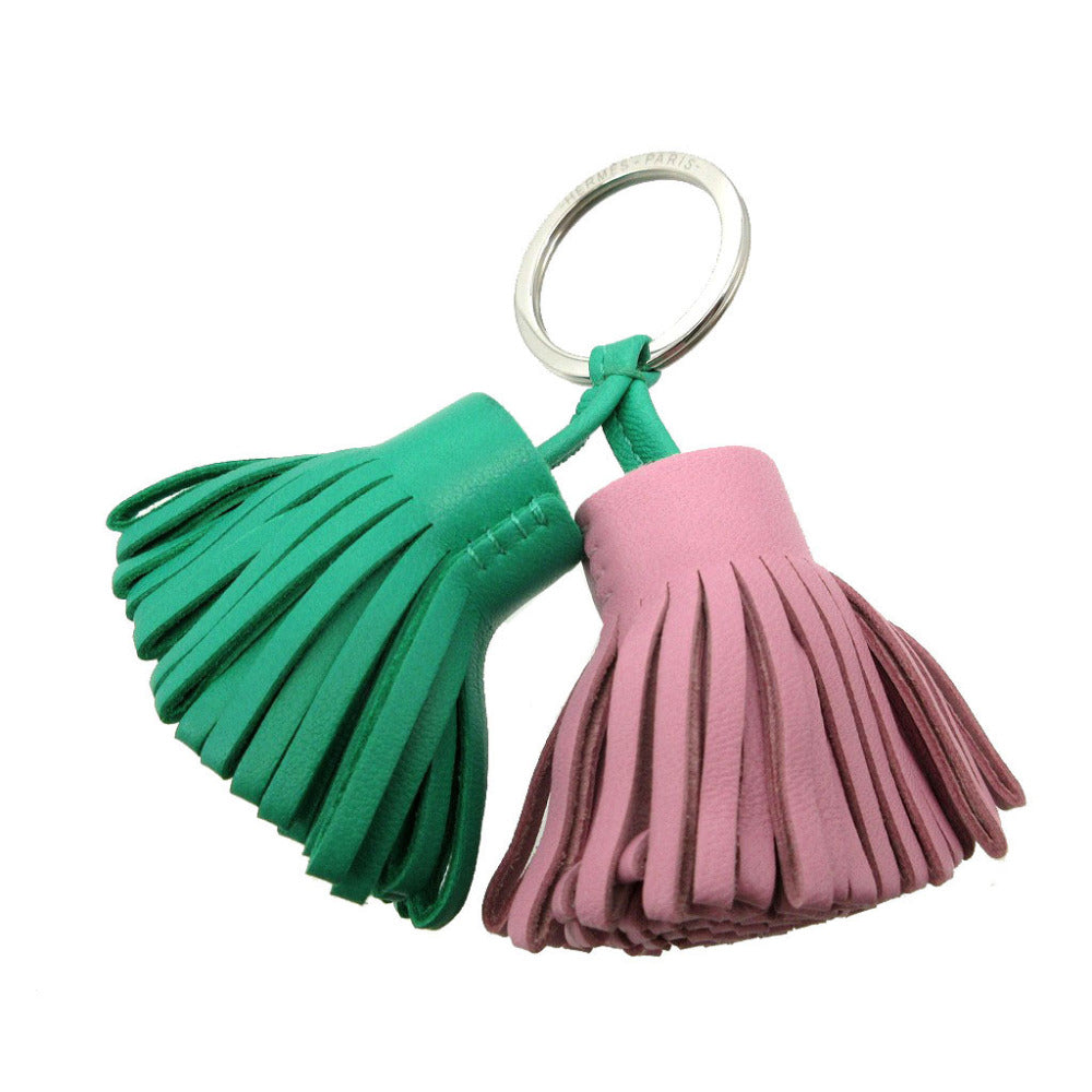 美品 エルメス カルメン ウノドス アニューミロ ミント モーヴシルベストル バッグチャーム キーホルダー 1132【中古】HERMES