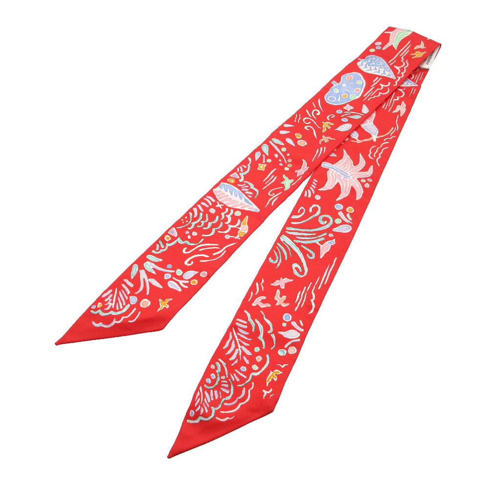 新品同様 エルメス ツイリー 春の島 スカーフ シルク グレナディン/ヴェール/ブルー 1133【中古】HERMES