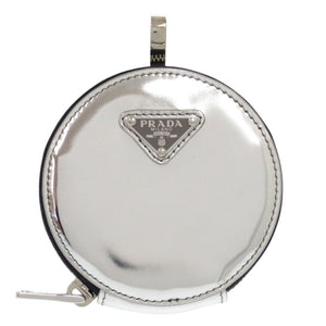 新品同様 プラダ トライアングルロゴ 1TL431 ブラッシュドレザー シルバー コインケース 1135【中古】PRADA