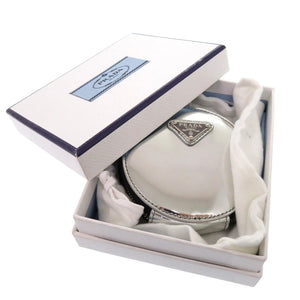 新品同様 プラダ トライアングルロゴ 1TL431 ブラッシュドレザー シルバー コインケース 1135【中古】PRADA