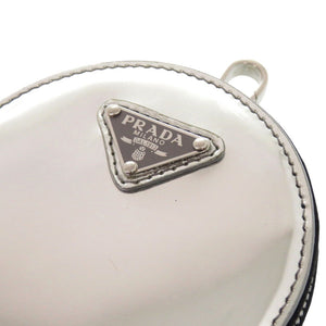 新品同様 プラダ トライアングルロゴ 1TL431 ブラッシュドレザー シルバー コインケース 1135【中古】PRADA
