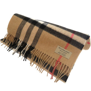美品 バーバリー チェック柄 カシミヤ100% 3929522 マフラー キャメル 1153【中古】BURBERRY