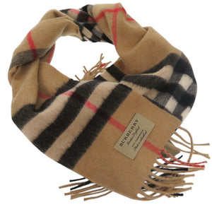美品 バーバリー チェック柄 カシミヤ100% 3929522 マフラー キャメル 1153【中古】BURBERRY