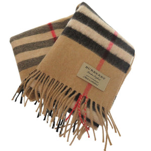 美品 バーバリー チェック柄 カシミヤ100% 3929522 マフラー キャメル 1153【中古】BURBERRY