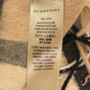 美品 バーバリー チェック柄 カシミヤ100% 3929522 マフラー キャメル 1153【中古】BURBERRY