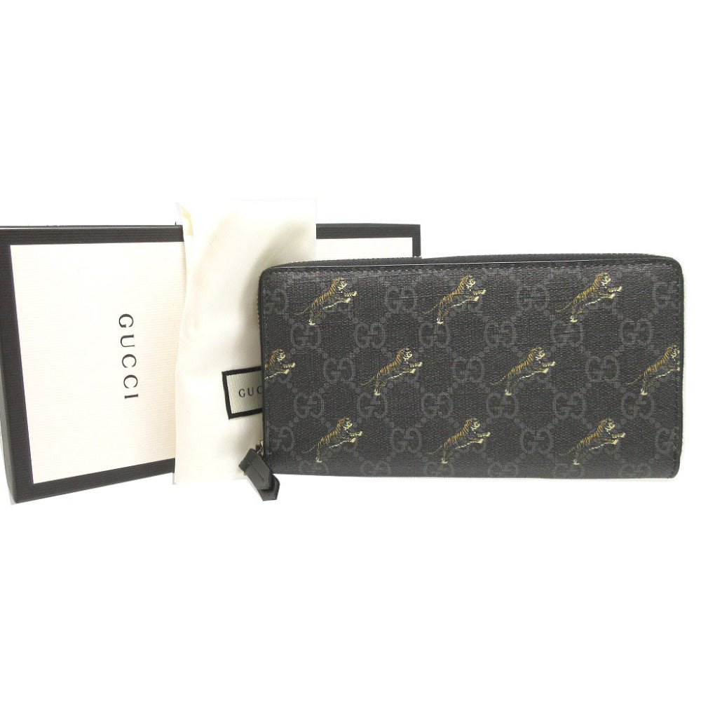 新品同様 グッチ 575135 GGスプリーム 虎 タイガー プリント ラウンドファスナー長財布 財布 1161【中古】GUCCI