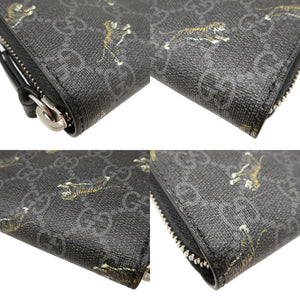 新品同様 グッチ 575135 GGスプリーム 虎 タイガー プリント ラウンドファスナー長財布 財布 1161【中古】GUCCI