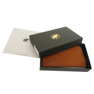 新品同様 ハンティングワールド ロゴ レザー ブラウン コインケース 財布 小銭入れ 1163【中古】HUNTING WORLD