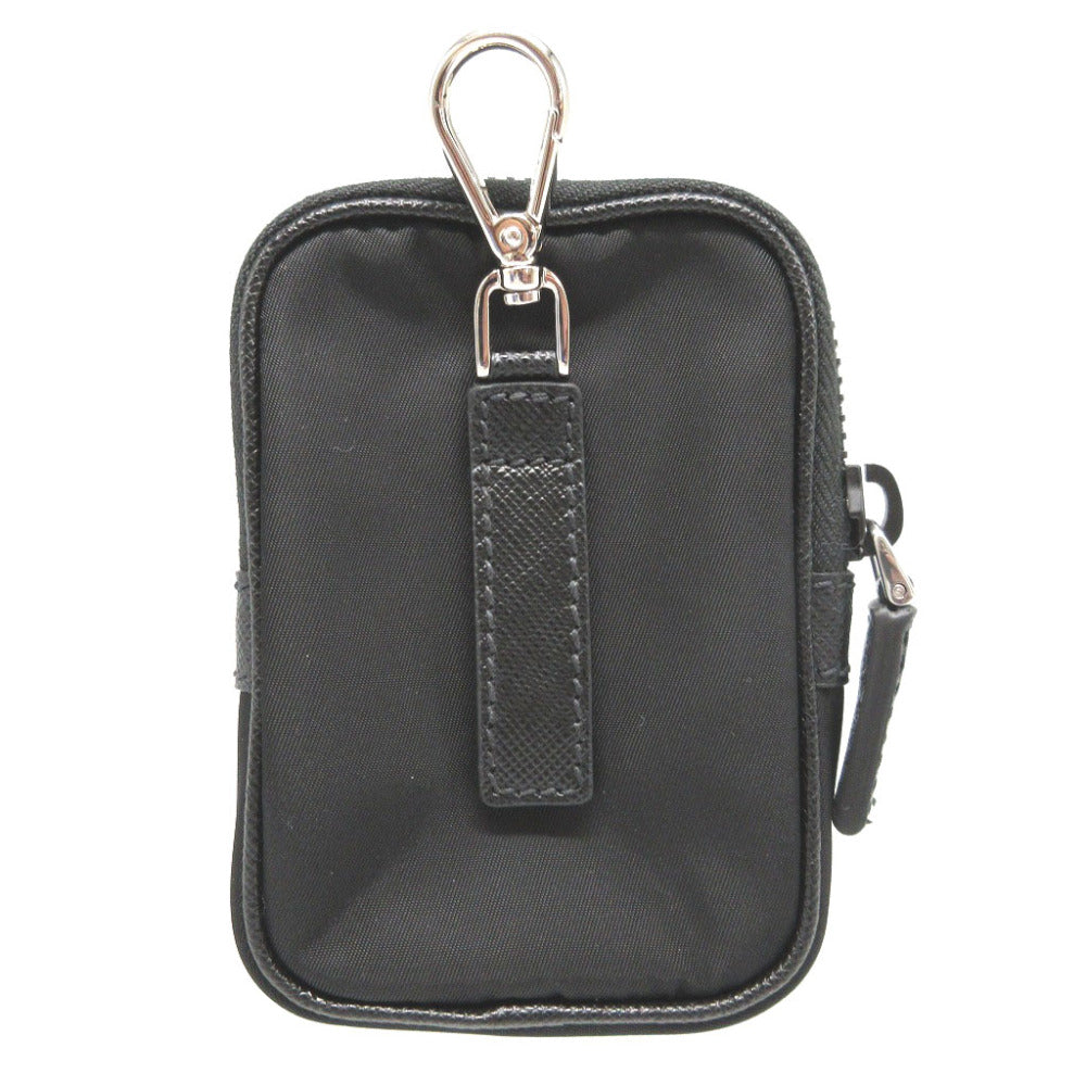 新品同様 プラダ 三角プレート テスート ブラック 黒 バッグチャーム ミニ ポーチ 1171【中古】PRADA