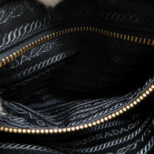 美品 プラダ 1NA021 三角プレート デニム ブルー 青 ポーチ 1173【中古】PRADA