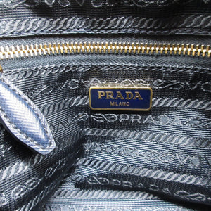 美品 プラダ 1NA021 三角プレート デニム ブルー 青 ポーチ 1173【中古】PRADA