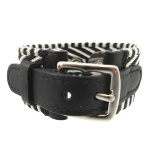 新品同様 エルメス コリエドシアン カヴァル T2 レザー キャンバス C刻印(2018年製) ブラック 黒 ホワイト 白 ブレスレット 1177【中古】HERMES