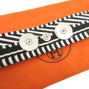 新品同様 エルメス コリエドシアン カヴァル T2 レザー キャンバス C刻印(2018年製) ブラック 黒 ホワイト 白 ブレスレット 1177【中古】HERMES