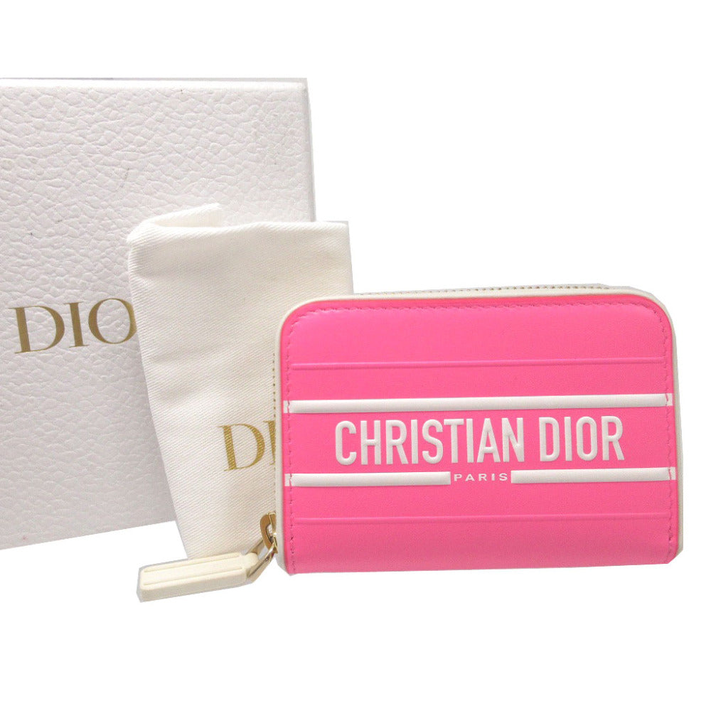 新品同様 クリスチャンディオール VIBE VOYAGEUR レザー ピンク コインケース 財布 1188【中古】Christian Dior