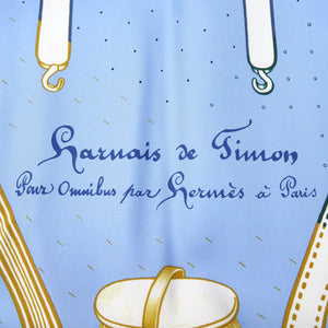 未使用品 エルメス カレ90 Harnais de Timon アルネ ド ティモン ツイルスカーフ シルク BLEU CIEL BLANC BE 1199【中古】HERMES