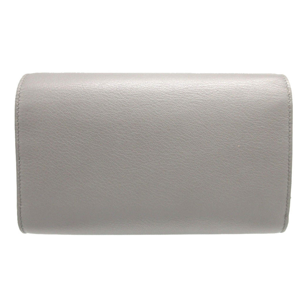 新品同様 バレンシアガ 371661 レザー グレー 2つ折り長財布 財布 1202【中古】BALENCIAGA