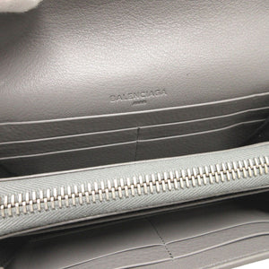 新品同様 バレンシアガ 371661 レザー グレー 2つ折り長財布 財布 1202【中古】BALENCIAGA